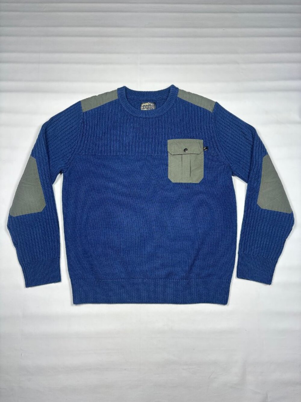 United By Blue Merino Wool Wister Sweater Mens Medium Blue Commando Patches